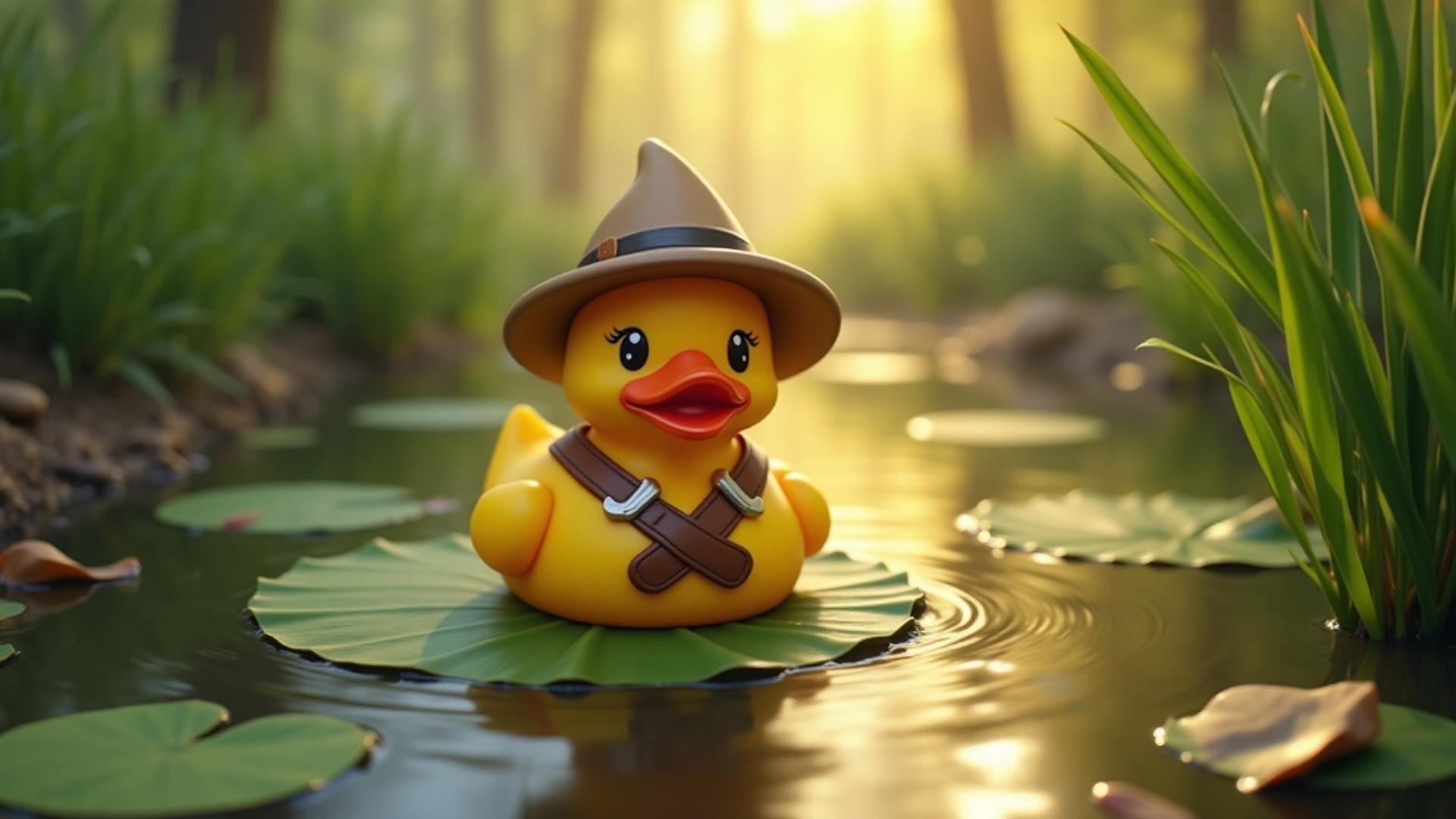 Where the Duck hero image featuring yellow duck mascot in pond ready for NFC scavenger hunt adventure